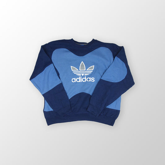 adidas Trefoil Logo sweater reworked - Blue/Light Blue - XL