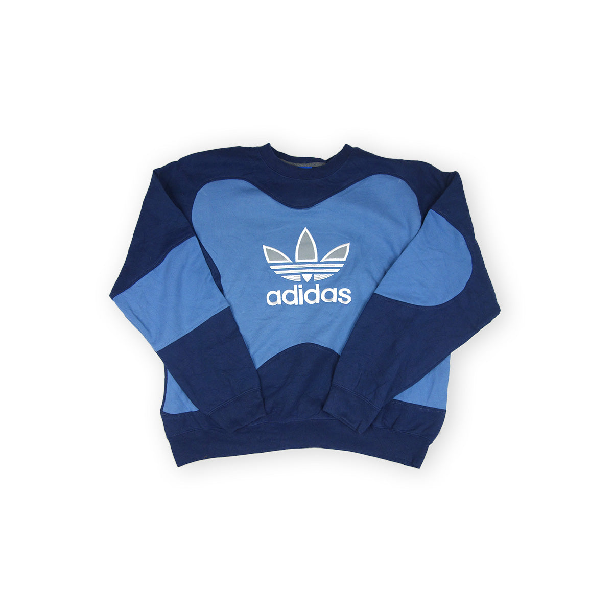 adidas Trefoil Logo sweater reworked - Blue/Light Blue - XL