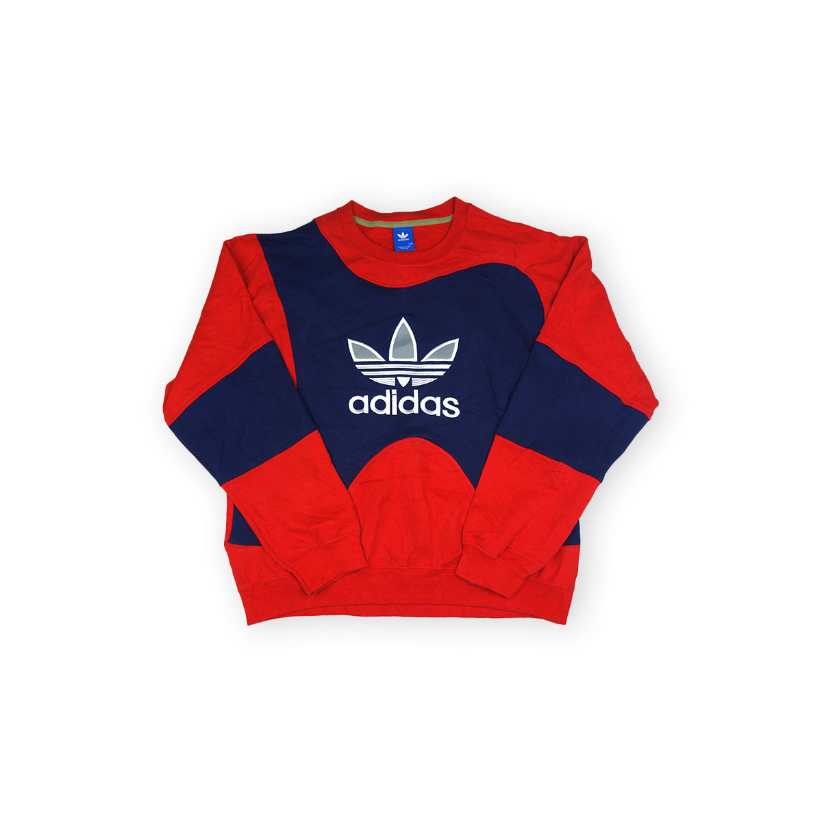 adidas Trefoil Logo sweater reworked - Red/Dark Blue - L