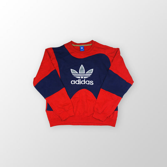 adidas Trefoil Logo sweater reworked - Red/Dark Blue - L