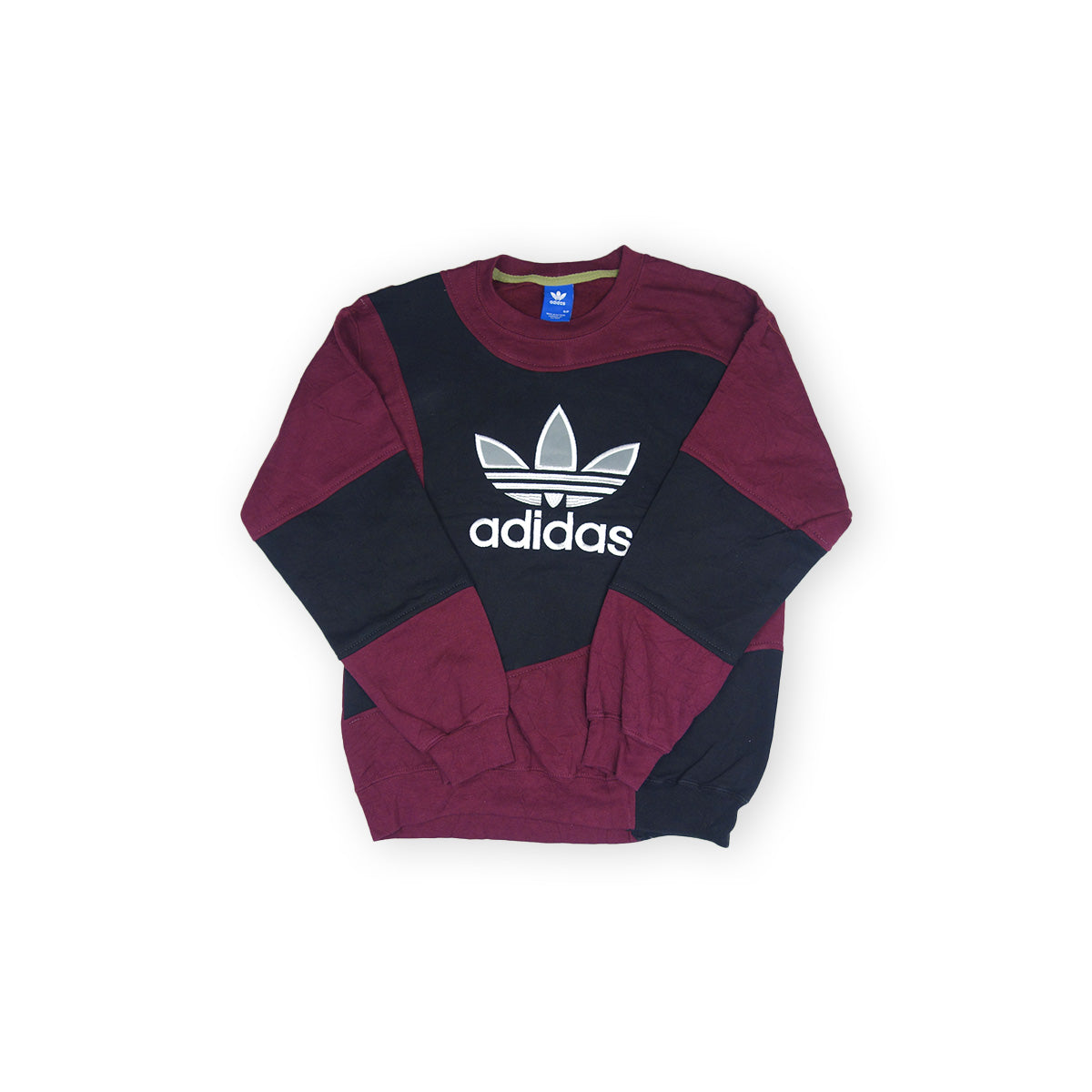 adidas Trefoil Logo sweater reworked - Wine Red/Black - S