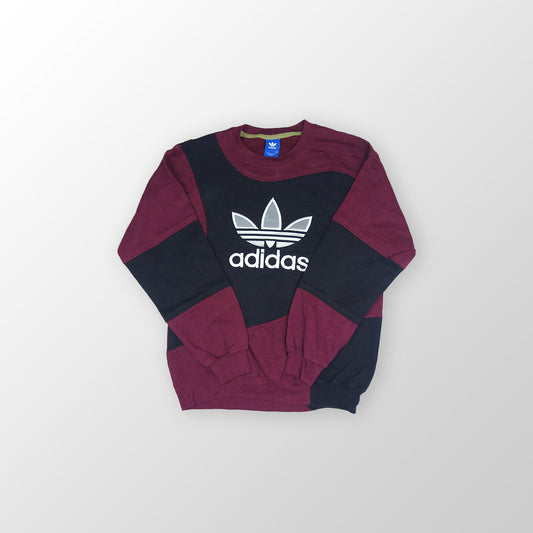 adidas Trefoil Logo sweater reworked - Wine Red/Black - S