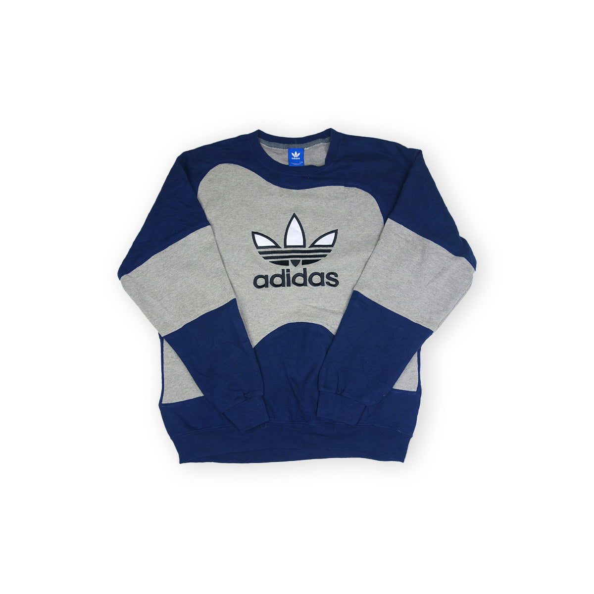 adidas Trefoil Logo sweater reworked - Dark Blue/Grey - L