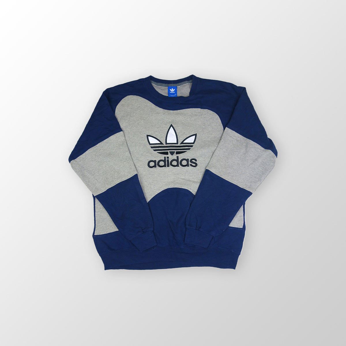 adidas Trefoil Logo sweater reworked - Dark Blue/Grey - L