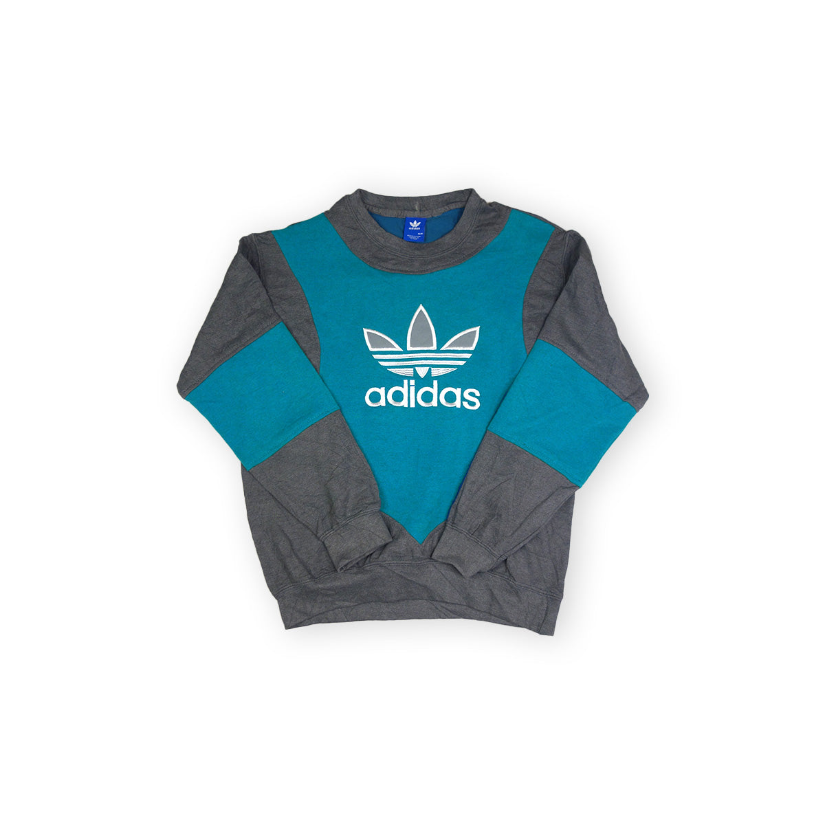 adidas Trefoil Logo sweater reworked - Blue/Dark Grey - L