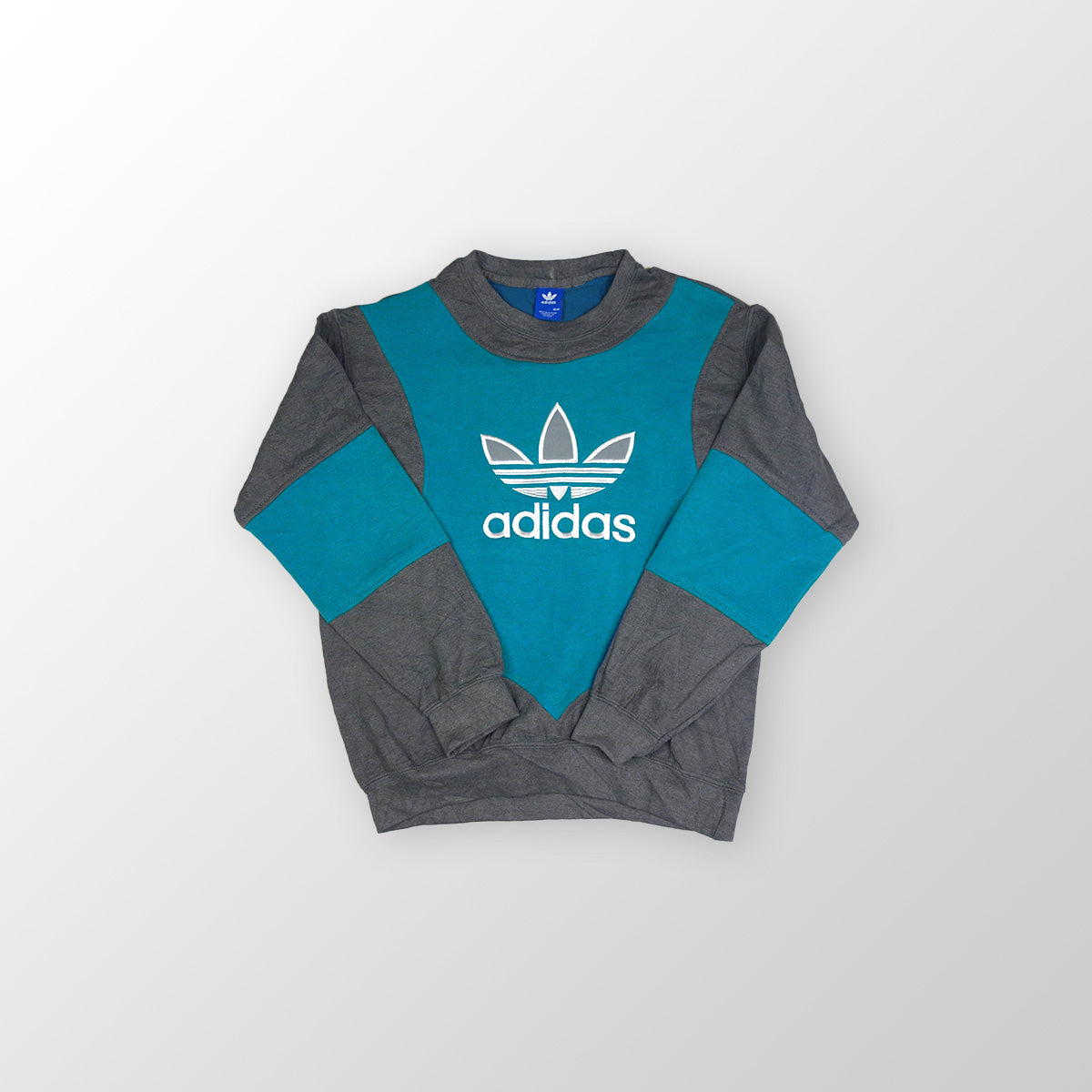 adidas Trefoil Logo sweater reworked - Blue/Dark Grey - L