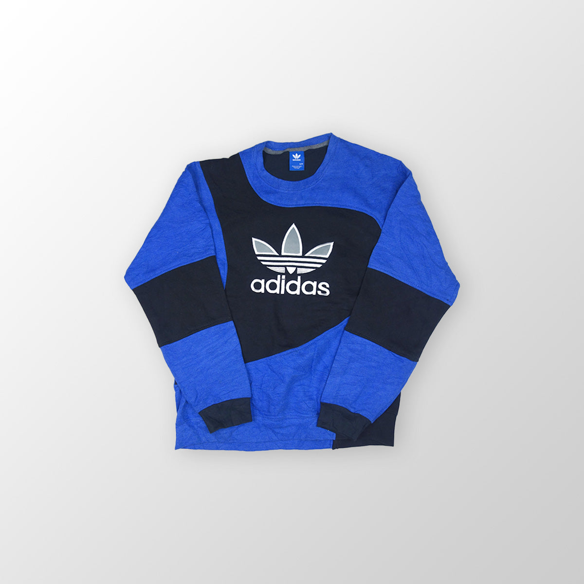 adidas Trefoil Logo sweater reworked - Blue / Black - M