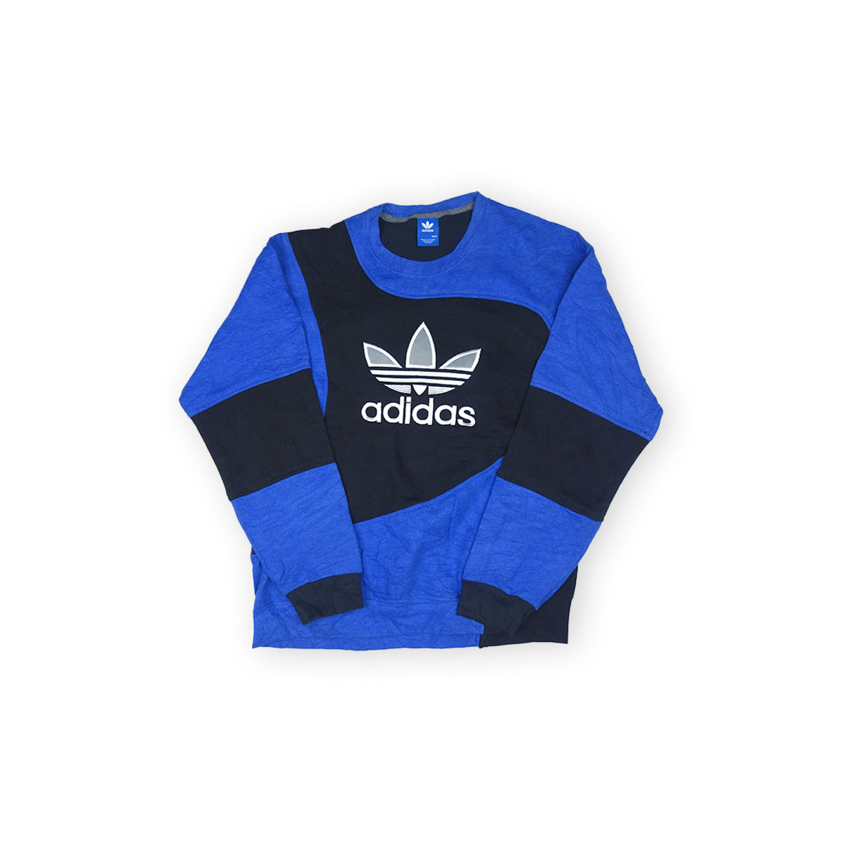 adidas Trefoil Logo sweater reworked - Blue / Black - M