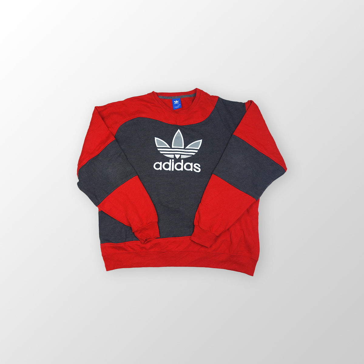 adidas Trefoil Logo sweater reworked - Red / Dark Grey - XL