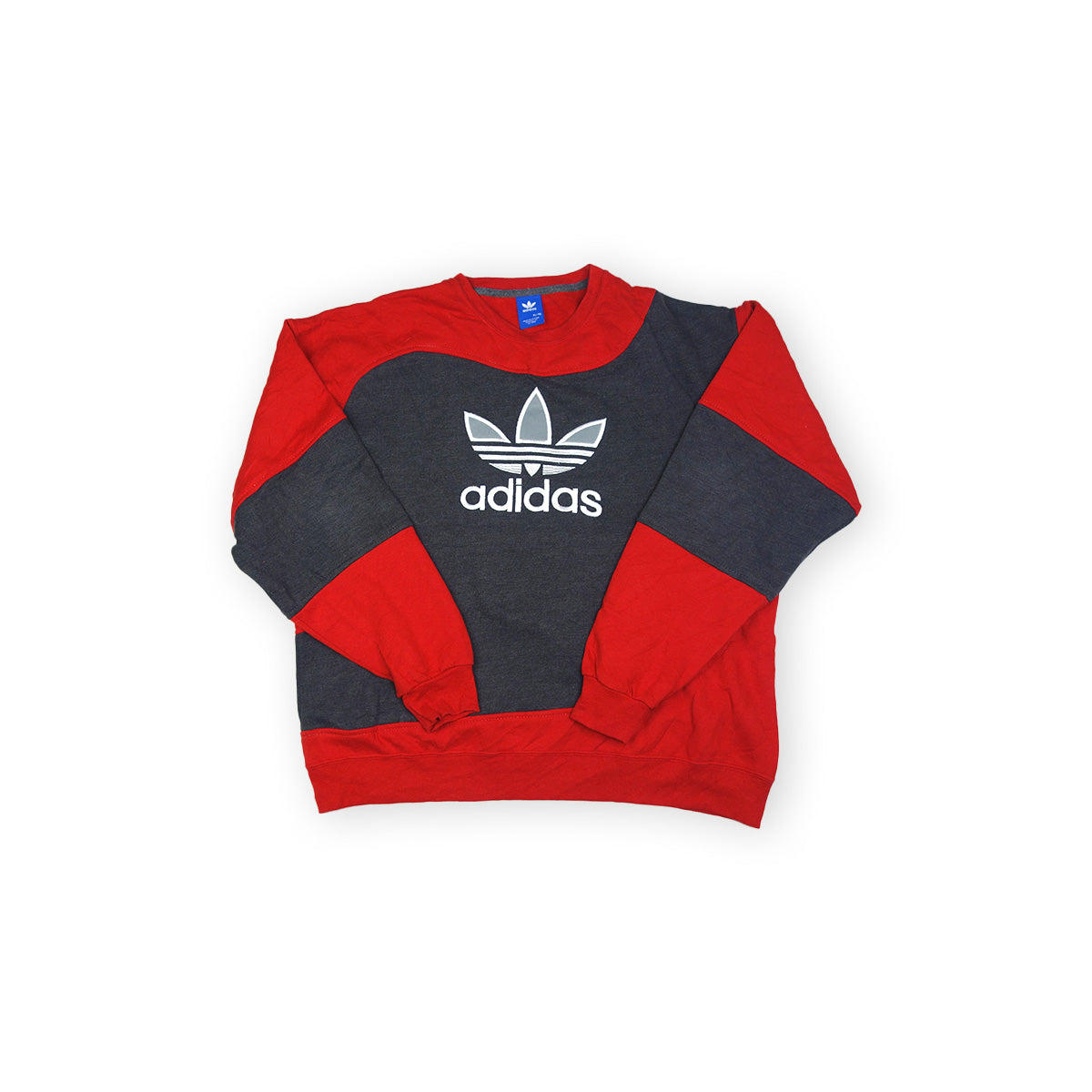 adidas Trefoil Logo sweater reworked - Red / Dark Grey - XL