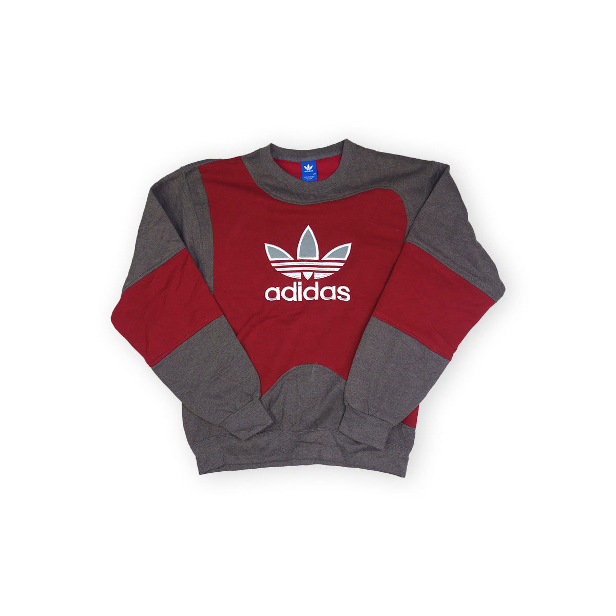 adidas Trefoil Logo sweater reworked - Grey / Wine Red - L