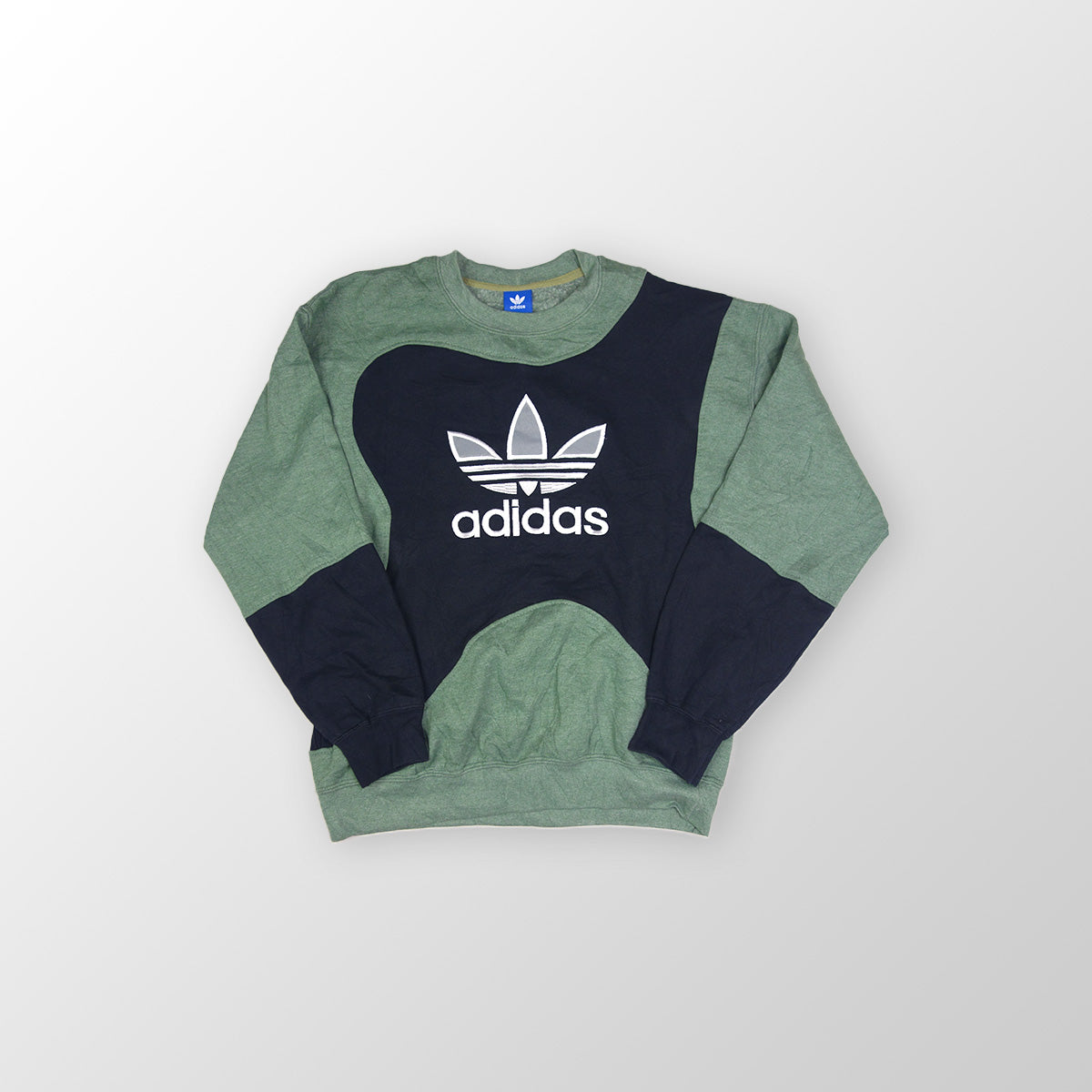 adidas Trefoil Logo sweater reworked - Green / Black - M