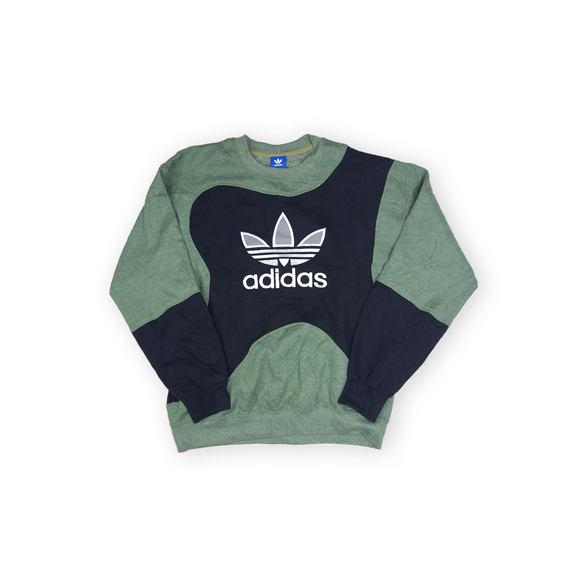 adidas Trefoil Logo sweater reworked - Green / Black - M