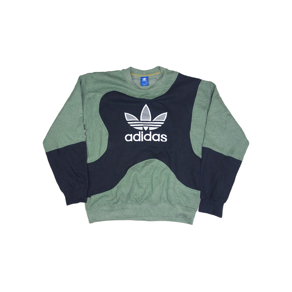 adidas Trefoil Logo sweater reworked - Green / Black - M