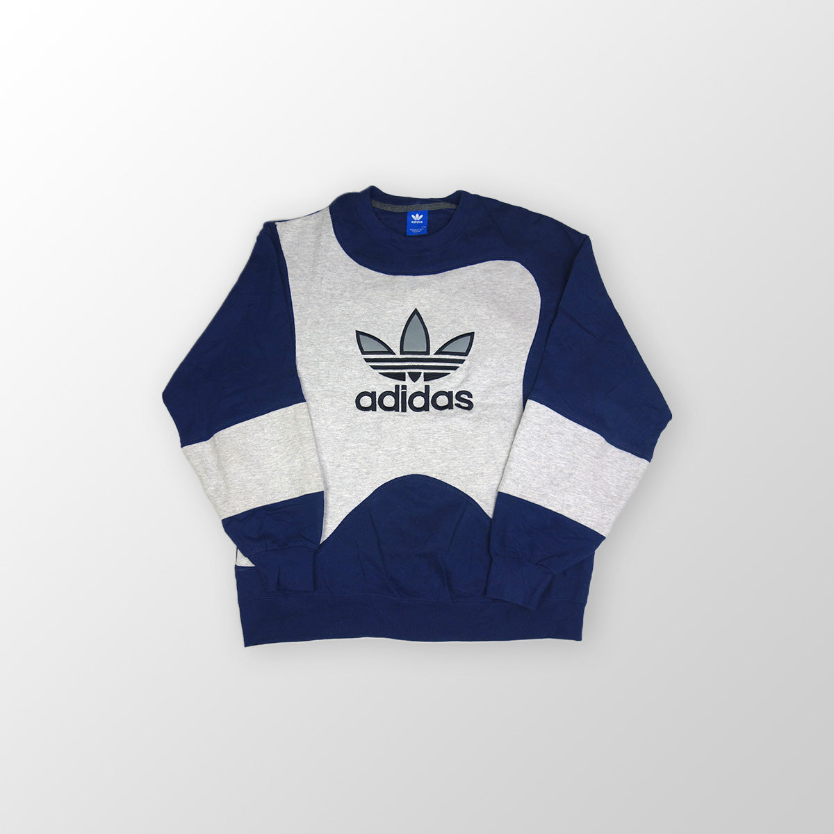 adidas Trefoil Logo sweater reworked - Dark Blue / Grey - L