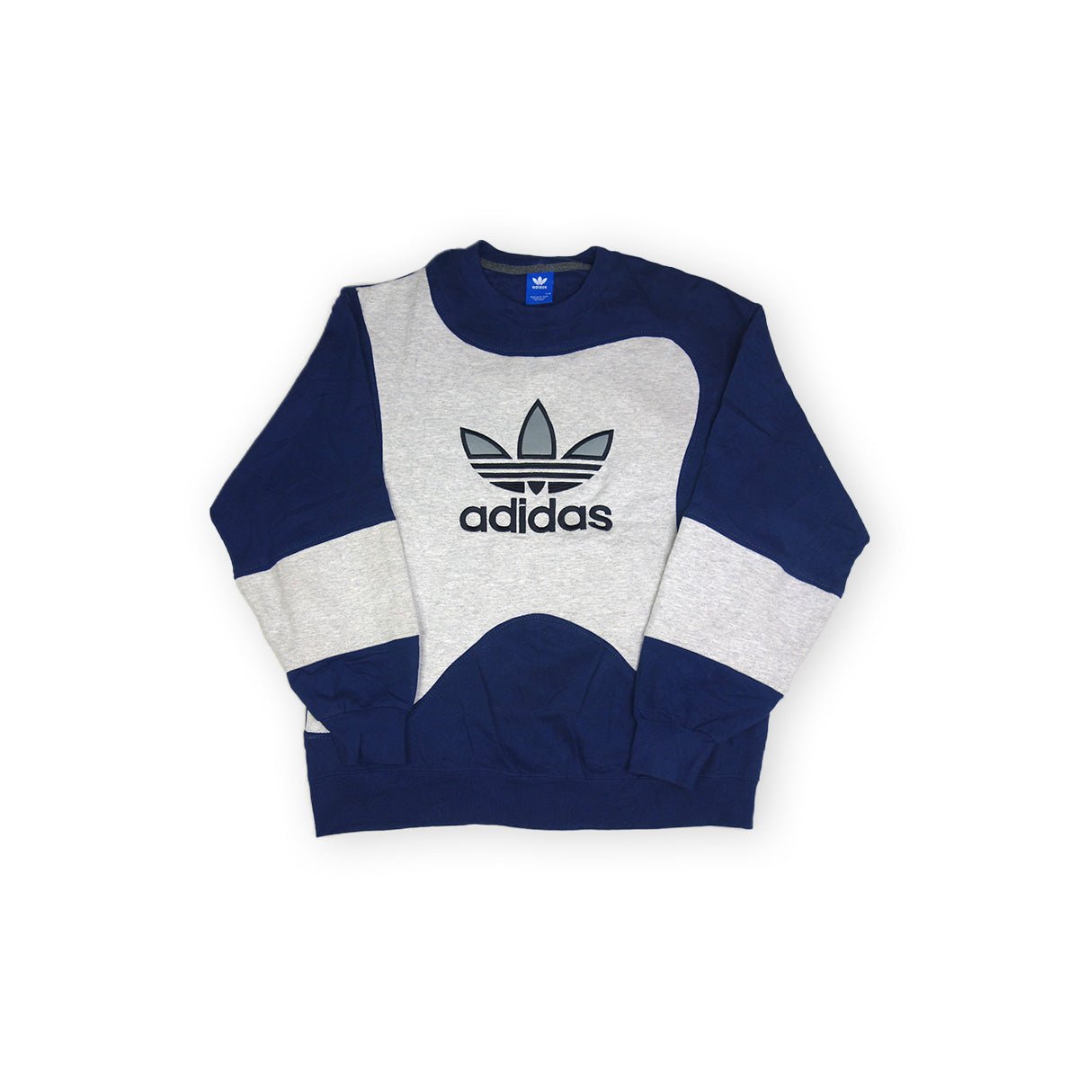 adidas Trefoil Logo sweater reworked - Dark Blue / Grey - L