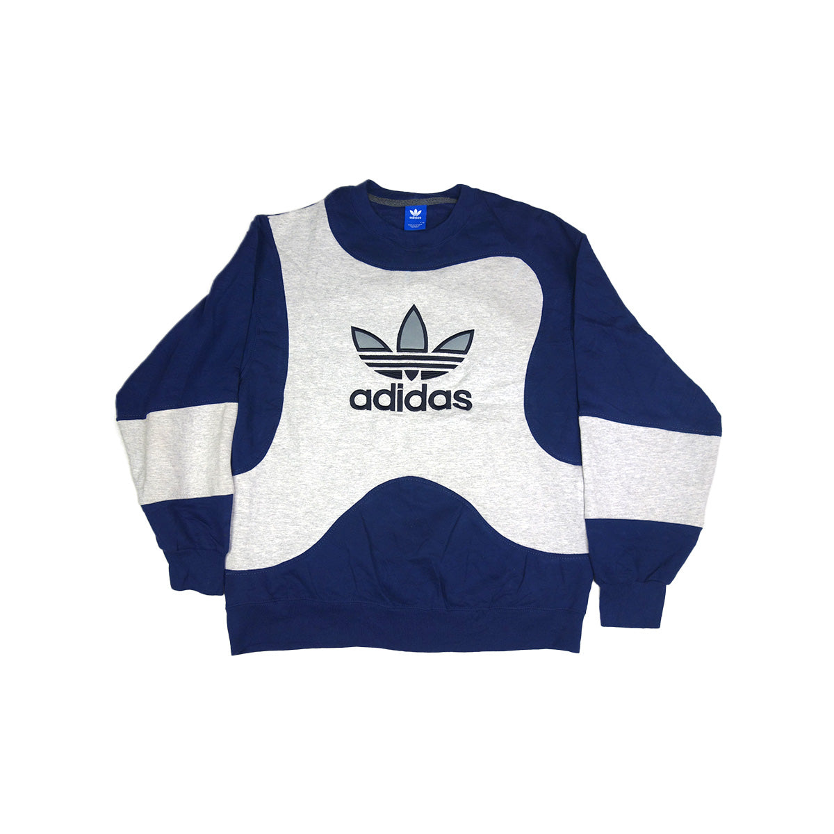 adidas Trefoil Logo sweater reworked - Dark Blue / Grey - L