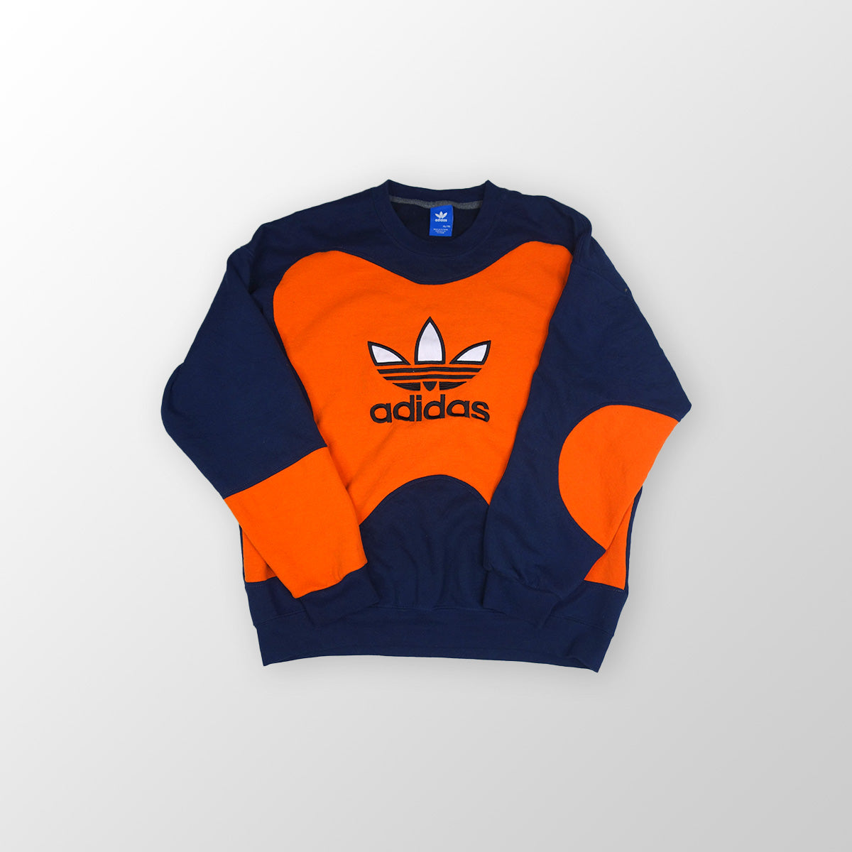 adidas Trefoil Logo sweater reworked - Dark Blue / Orange - XL