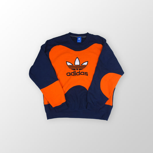 adidas Trefoil Logo sweater reworked - Dark Blue / Orange - XL