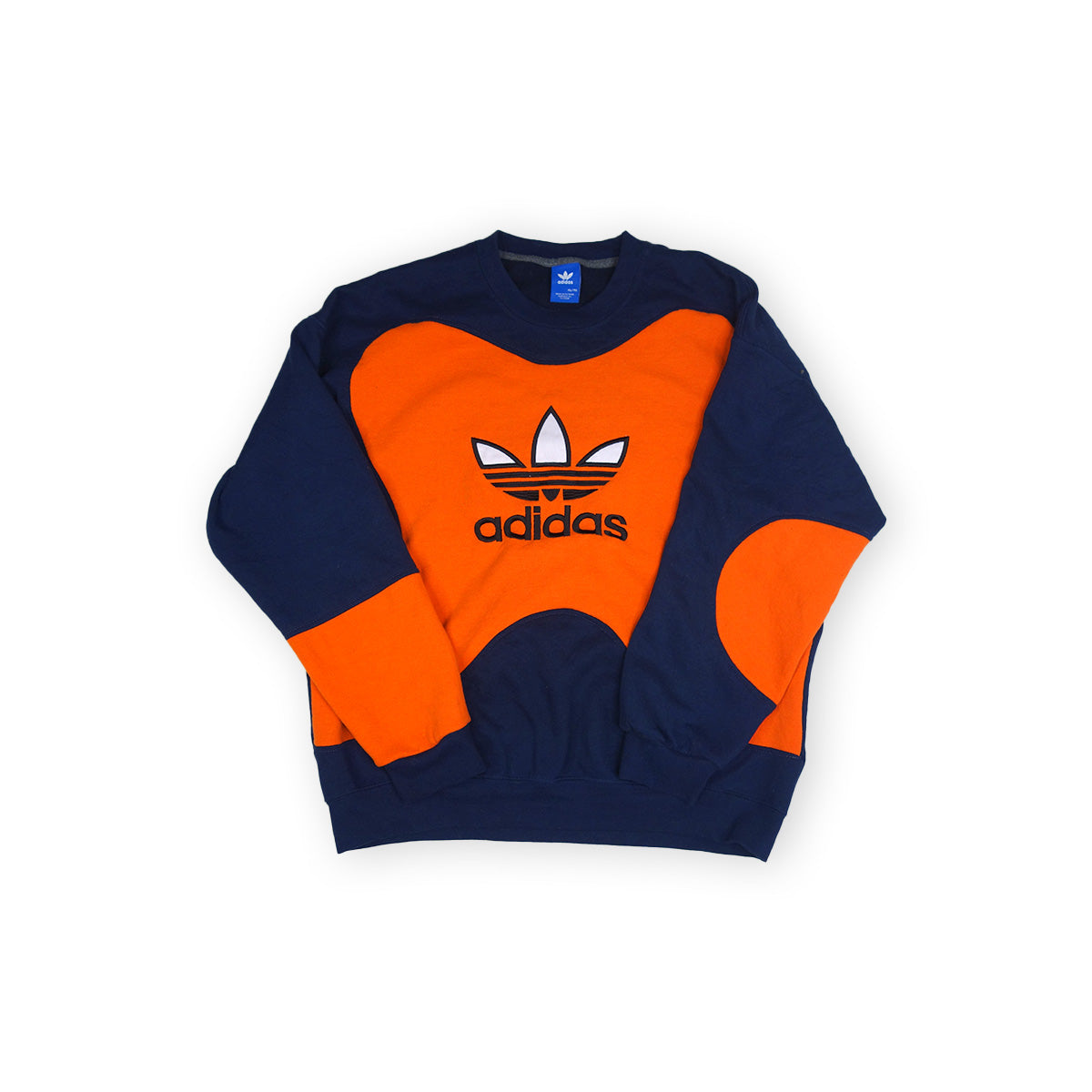 adidas Trefoil Logo sweater reworked - Dark Blue / Orange - XL