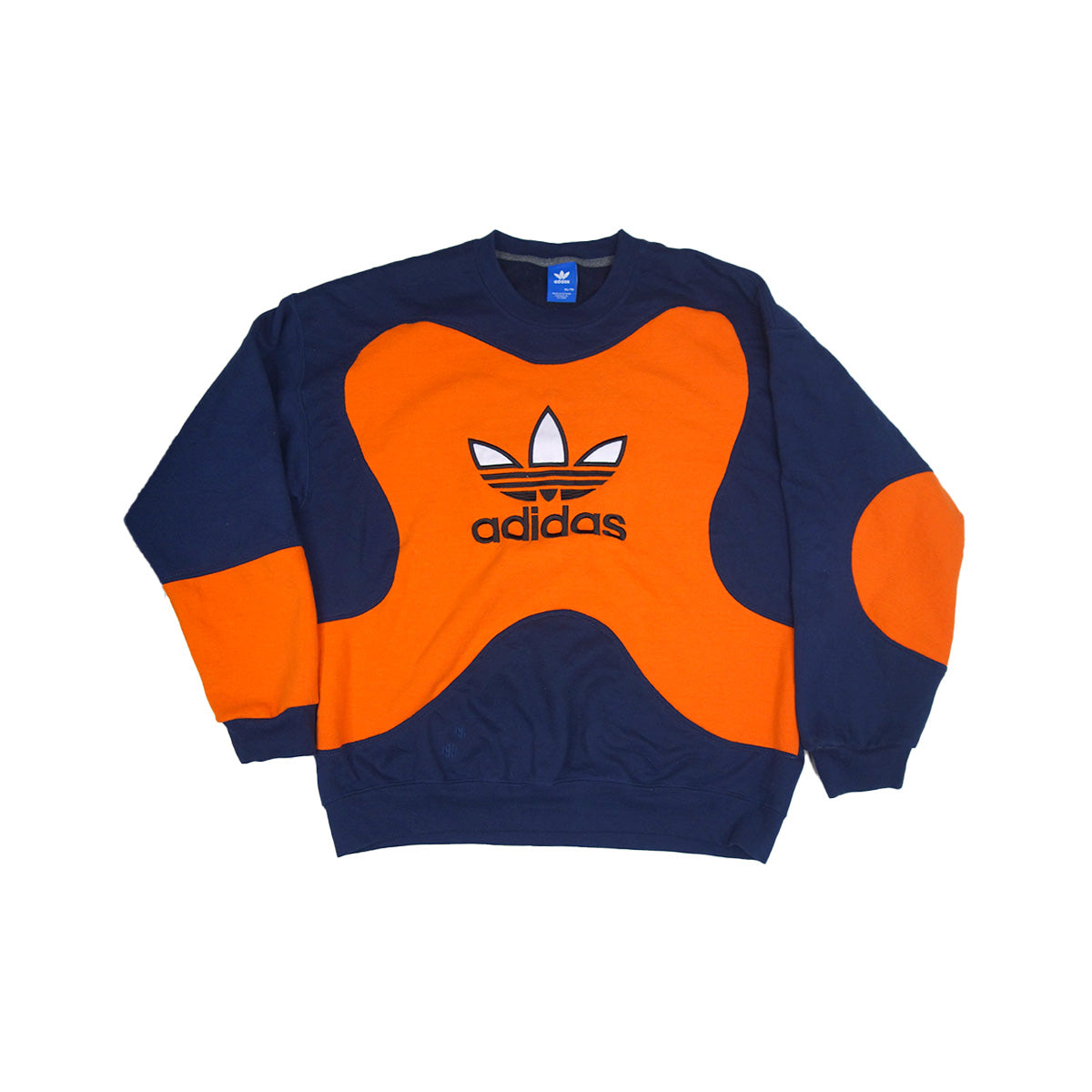 adidas Trefoil Logo sweater reworked - Dark Blue / Orange - XL