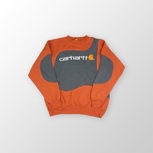 Carhartt sweater reworked - Grey / Orange - L