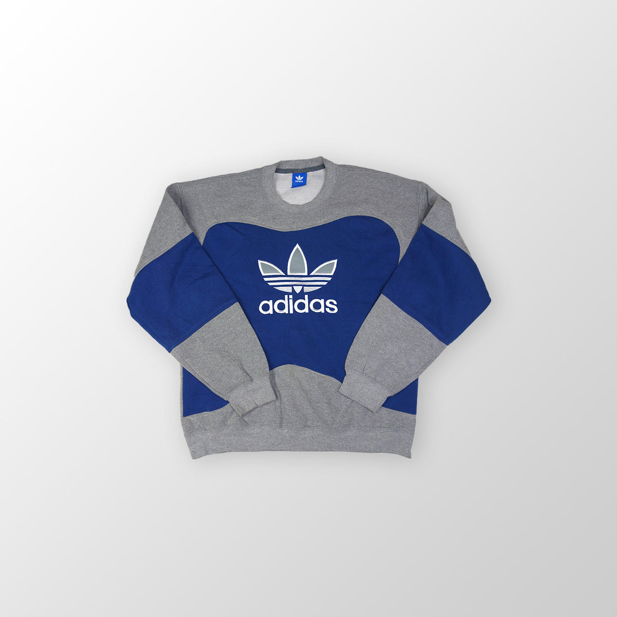 adidas Trefoil Logo sweater reworked - Blue / Grey - L