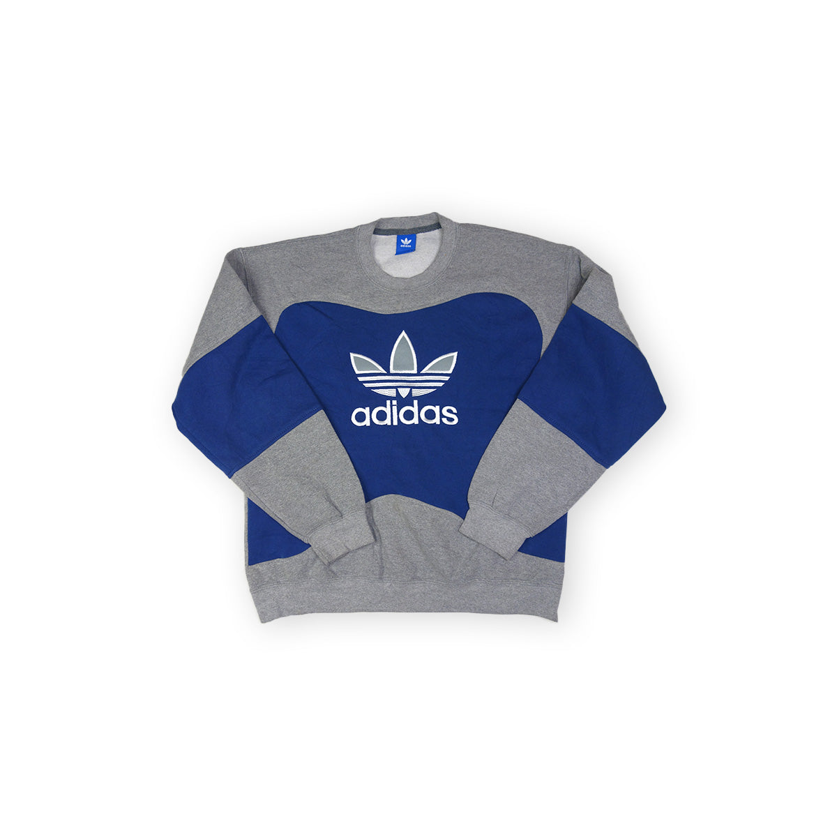 adidas Trefoil Logo sweater reworked - Blue / Grey - L