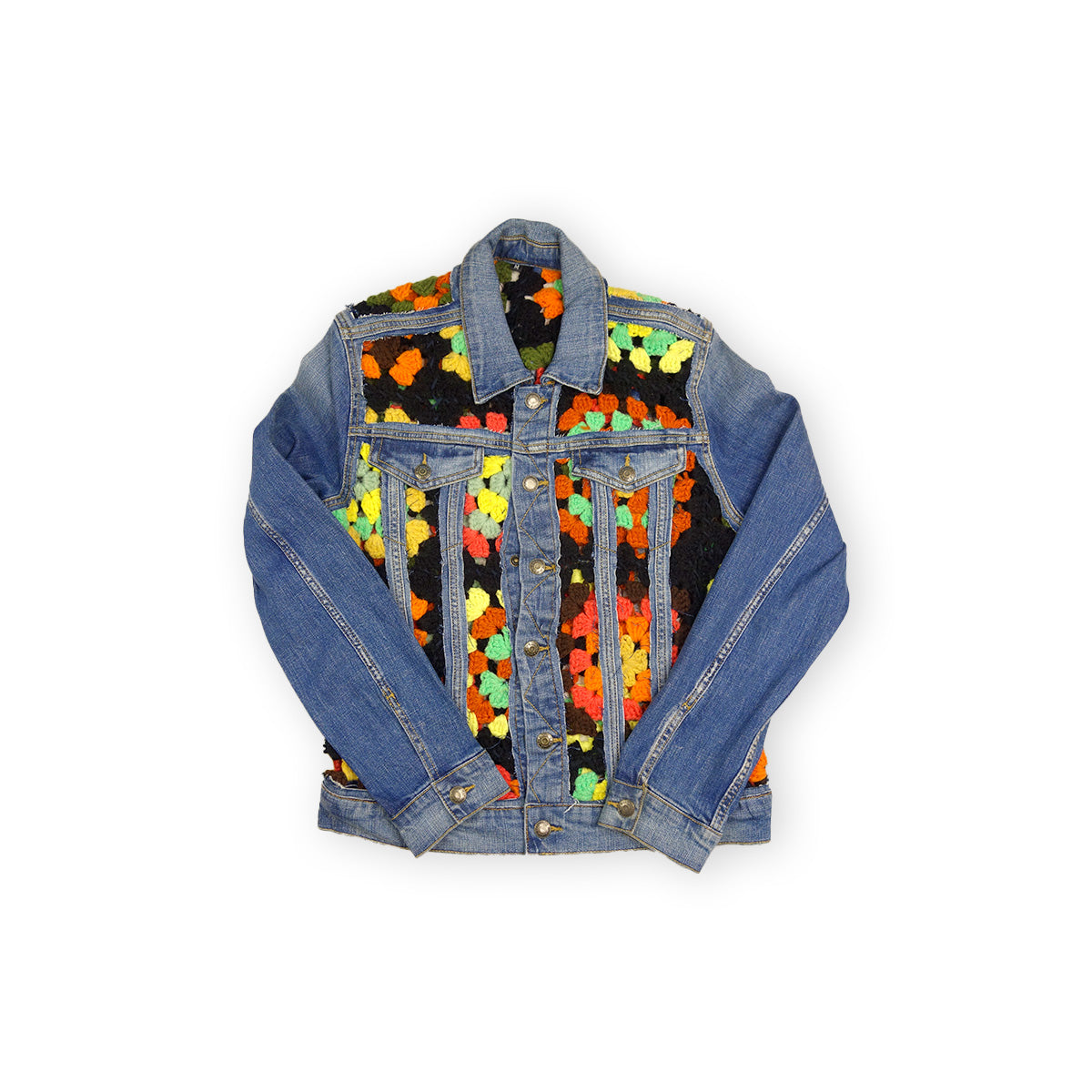 Upcycling - &nbsp;Boho Crop Denim / Spijkerjas Jacket - Uniek en Duurzaam - M