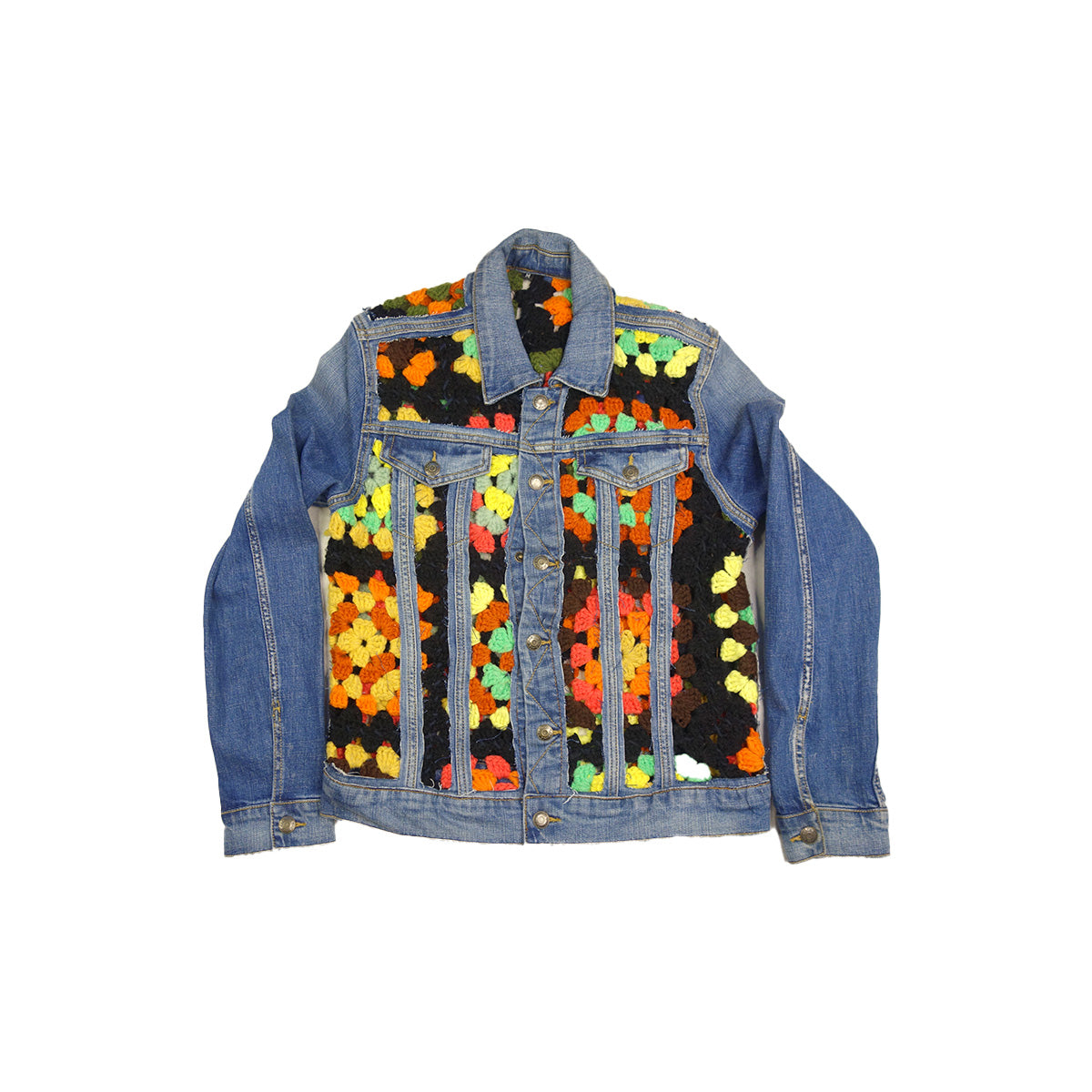 Upcycled Boho Crop Denim / Spijkerjas Jacket - Uniek en Duurzaam - M