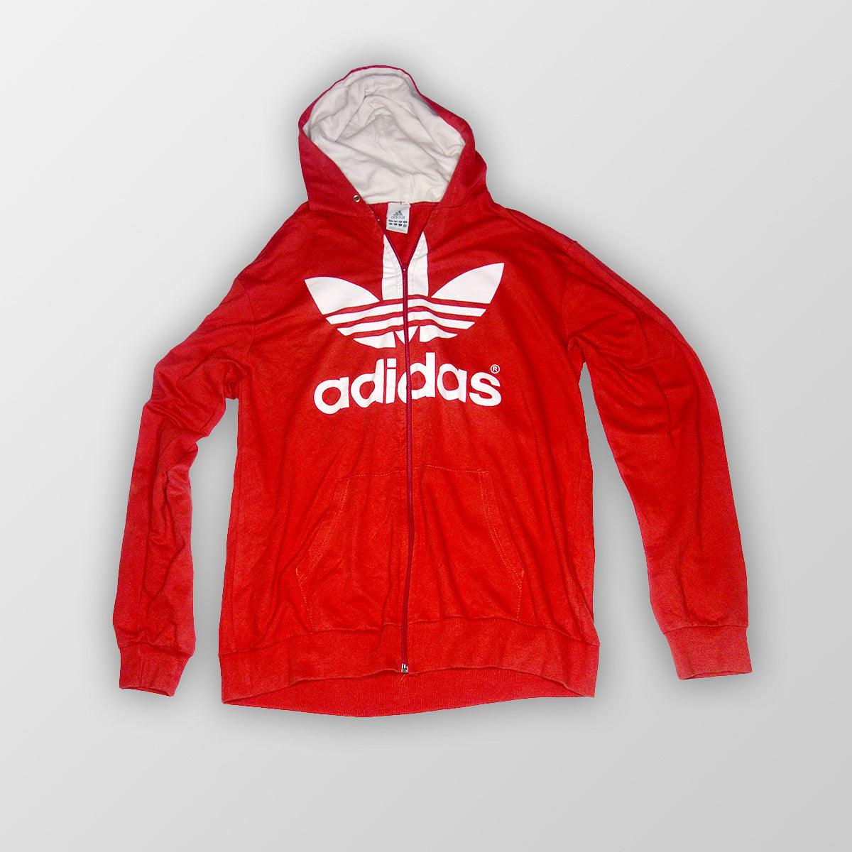 Adidas Originals Red Hoodie Full Logo - Vintage-Shirts.nl