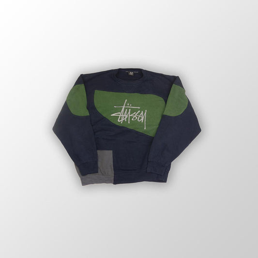 Stussy sweater reworked - Green/Dark Blue L