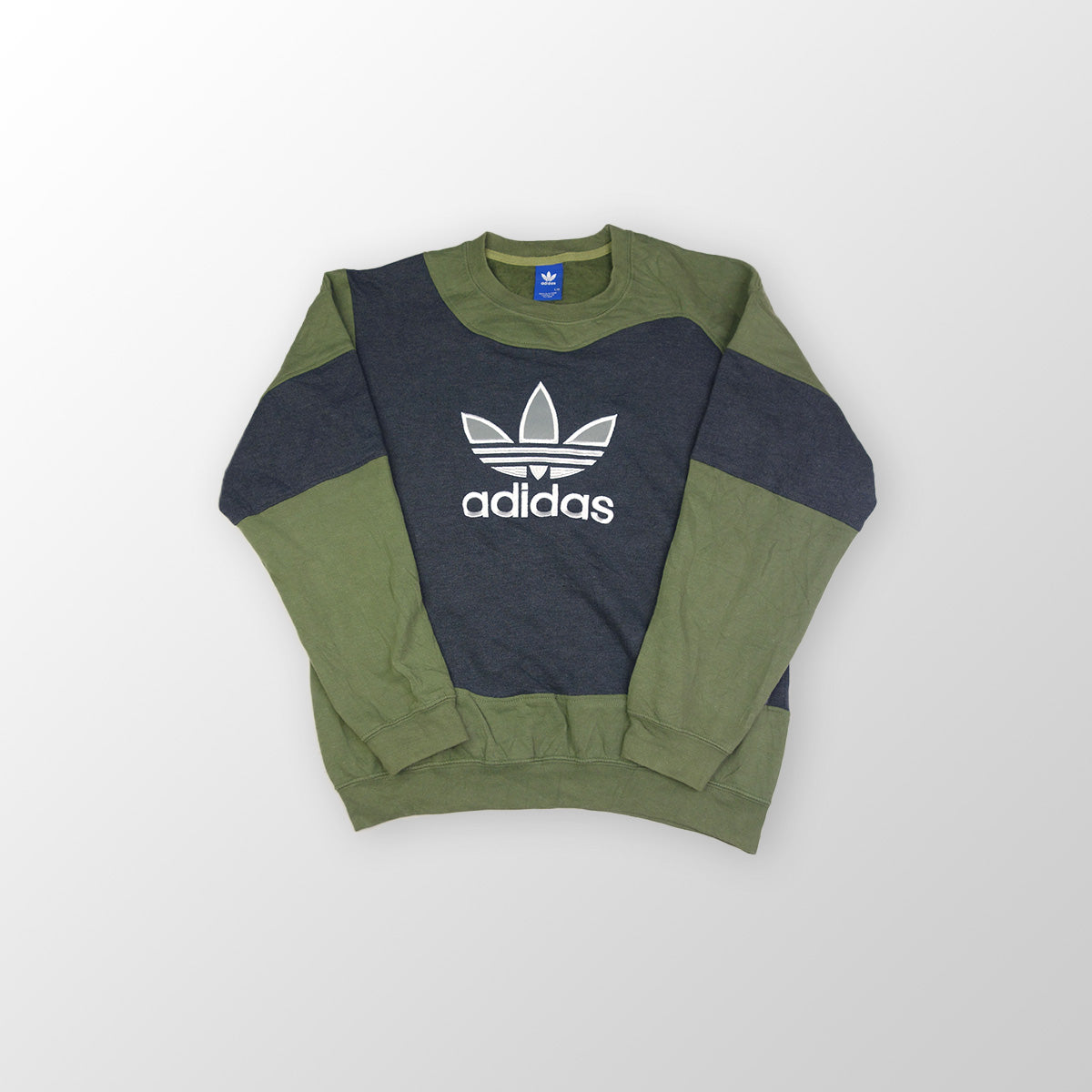 adidas Trefoil Logo sweater reworked - Green / Dark Grey - L