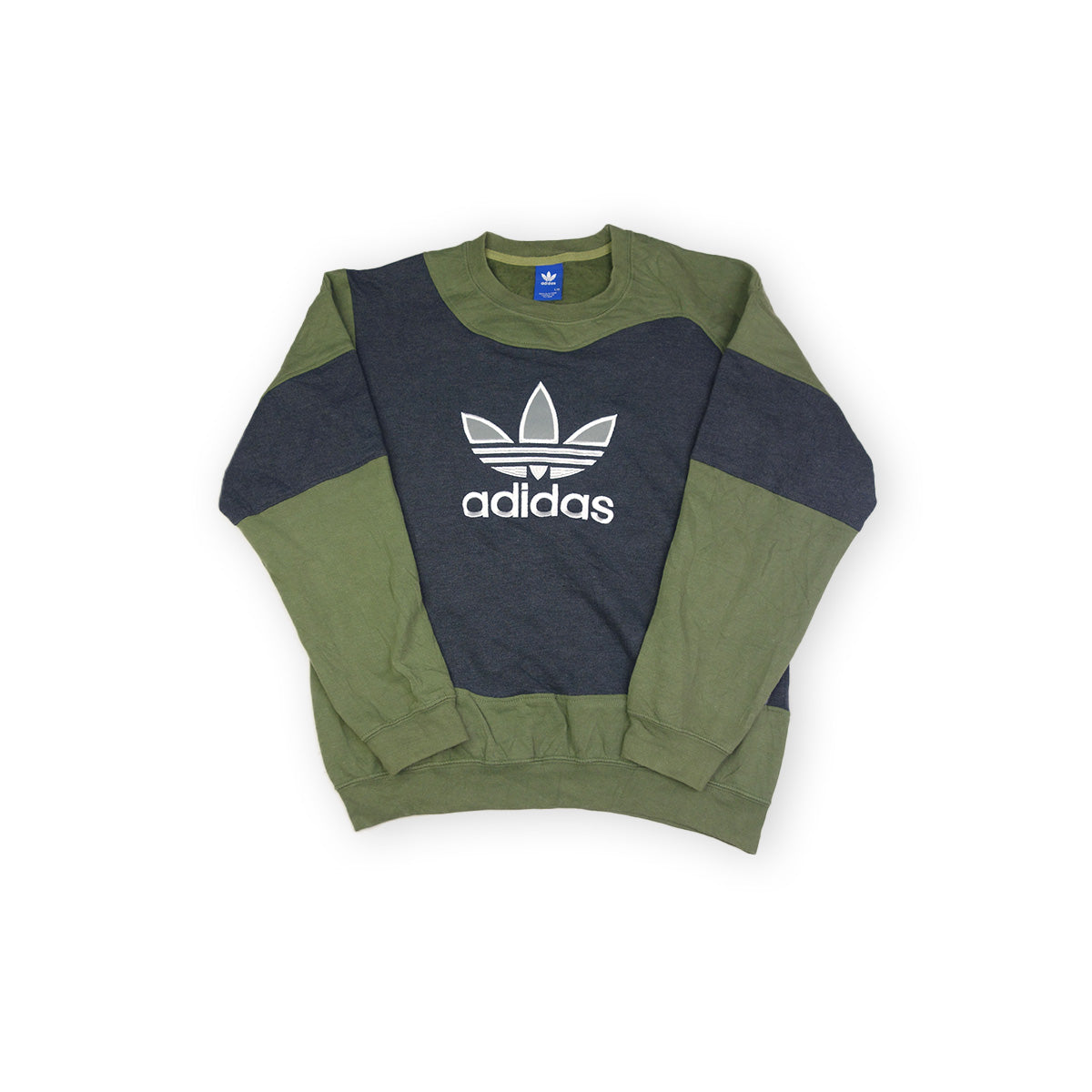 adidas Trefoil Logo sweater reworked - Green / Dark Grey - L