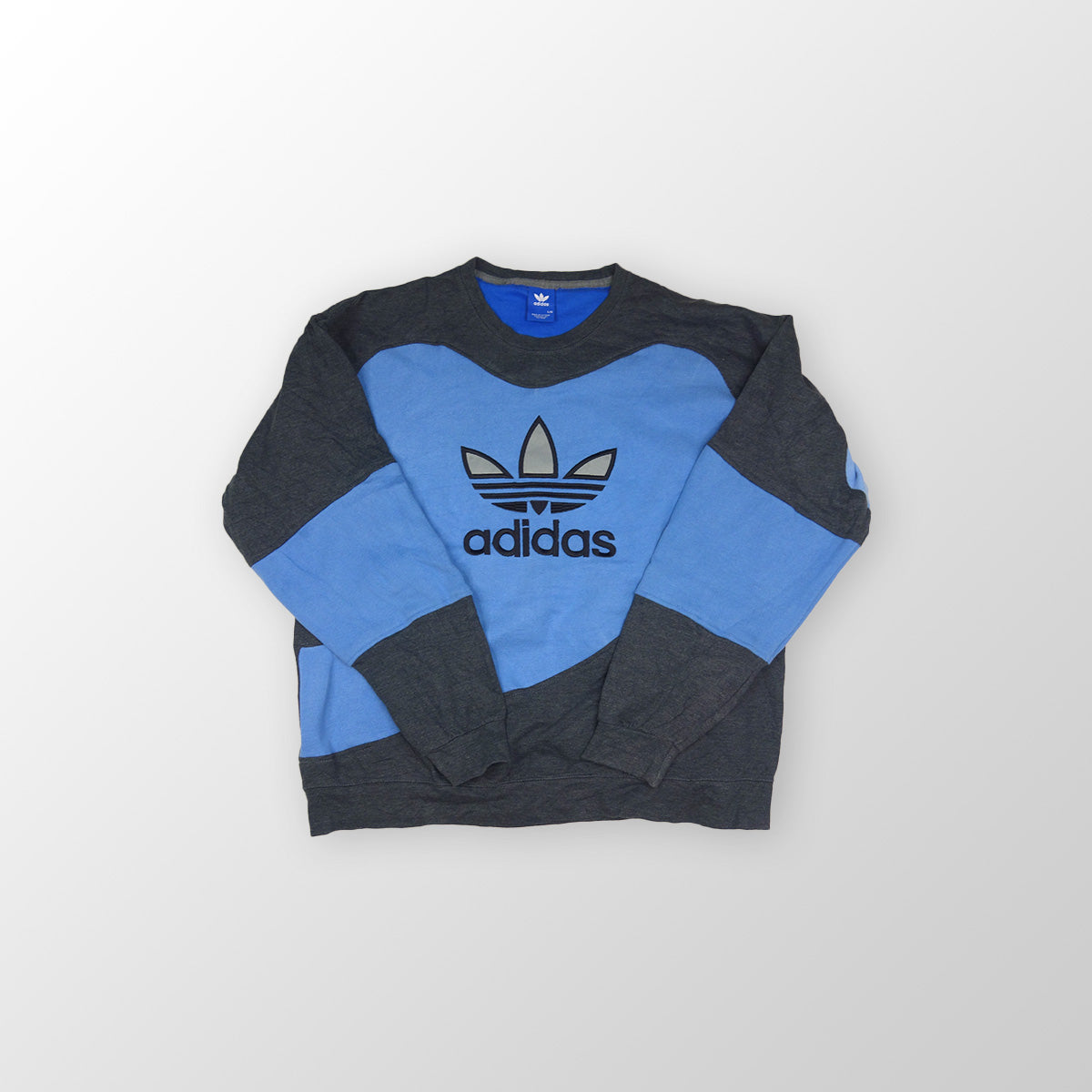 adidas Trefoil Logo sweater reworked - Black / Blue - L