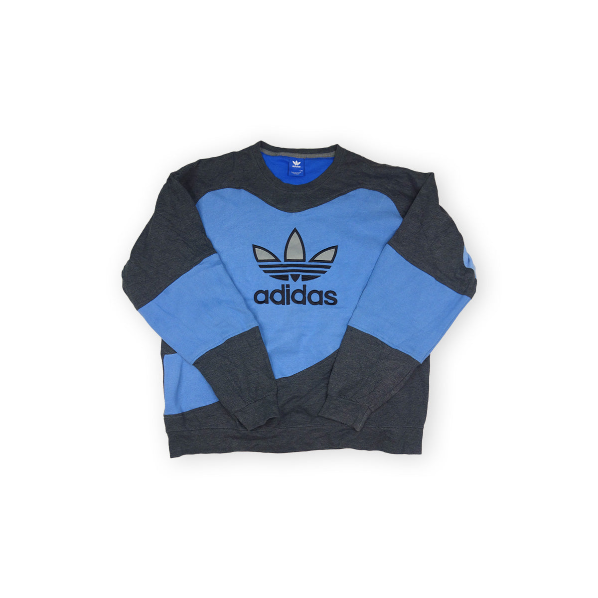 adidas Trefoil Logo sweater reworked - Black / Blue - L