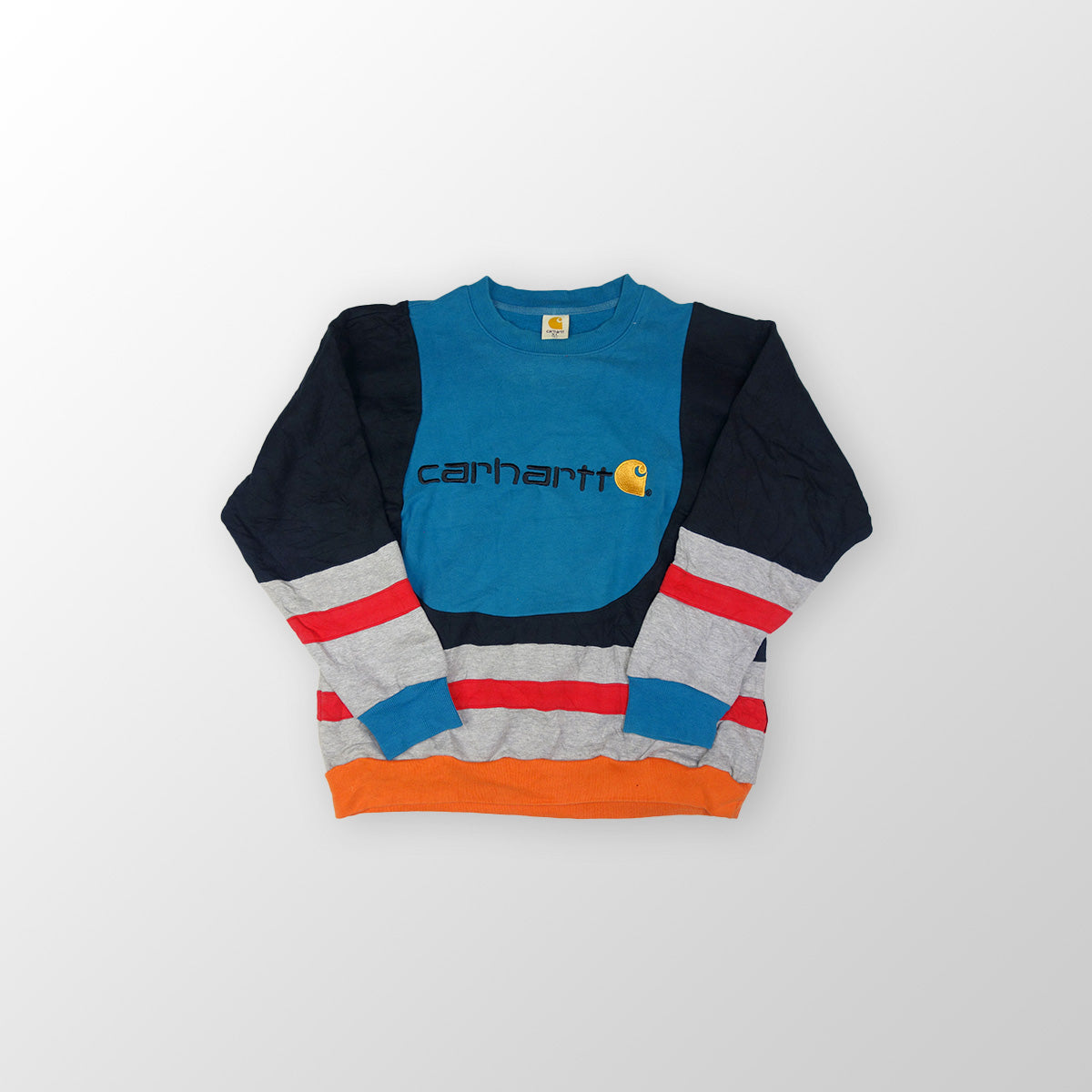 Carhartt sweater reworked - Blue / Black / Grey / Orange- XL