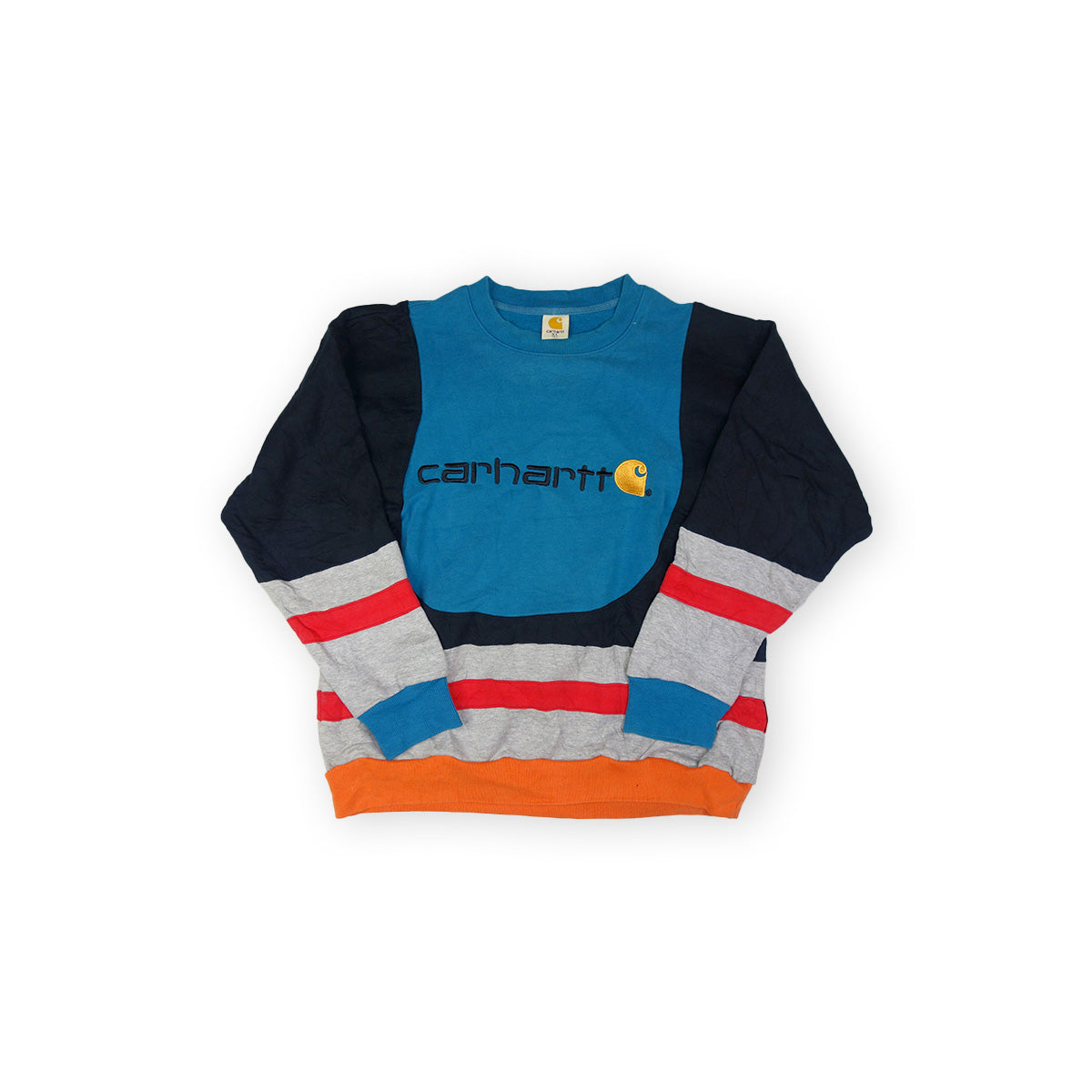 Carhartt sweater reworked - Blue / Black / Grey / Orange- XL