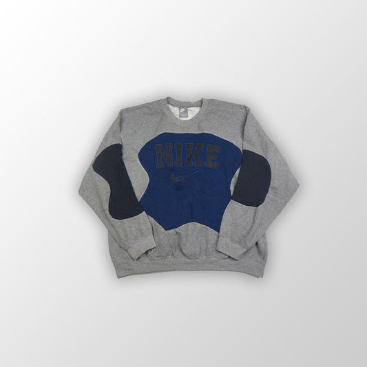 Nike sweater spell out reworked - Grey/Blue XL