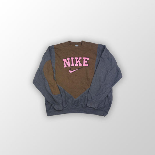 Nike sweater spell out reworked - Dark Grey/Brown XL