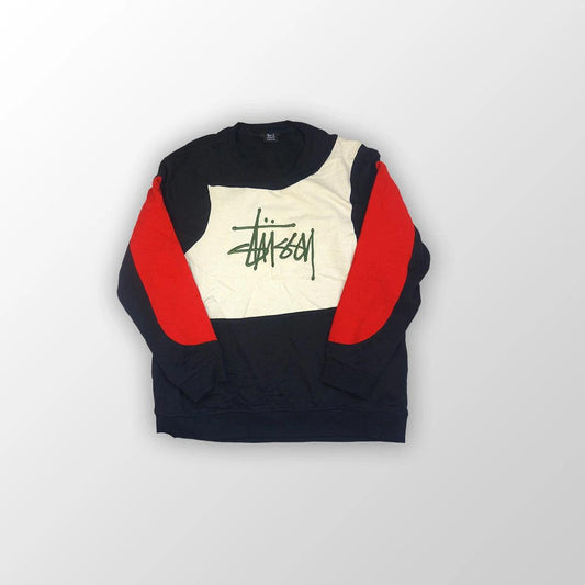 Stussy sweater reworked - Cream/Black/Red M