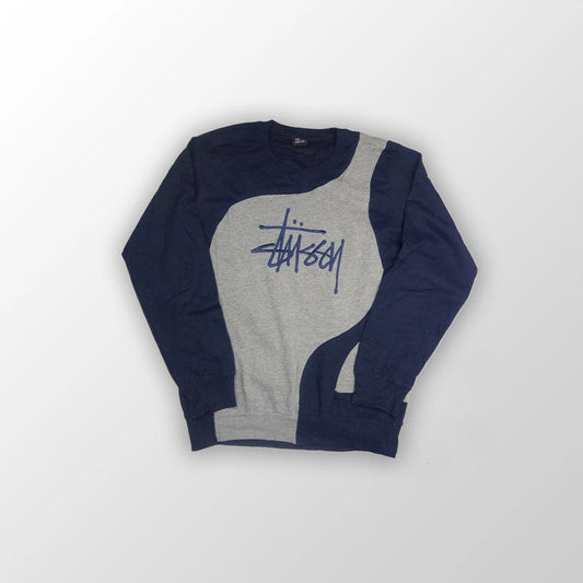 Stüssy sweater reworked - Grey/Dark Blue M