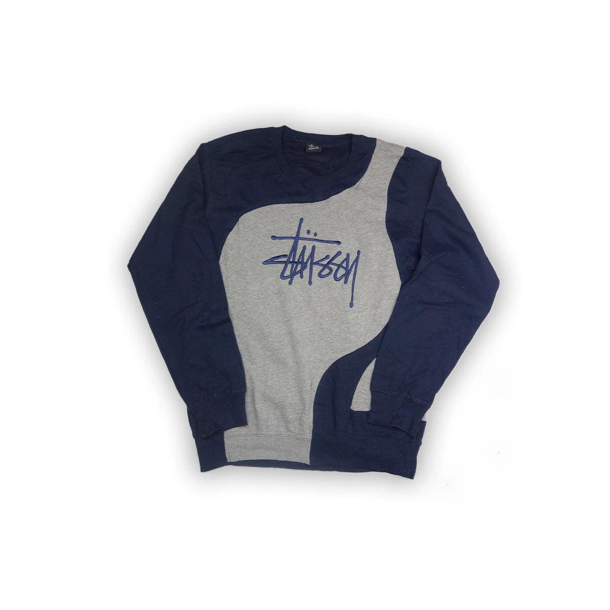 Stüssy sweater reworked - Grey/Dark Blue M