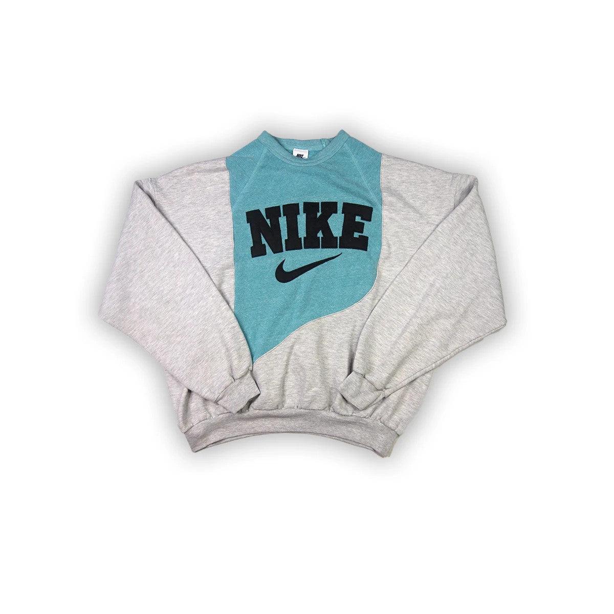 Nike sweater spell out reworked - Grey / Mint Green M